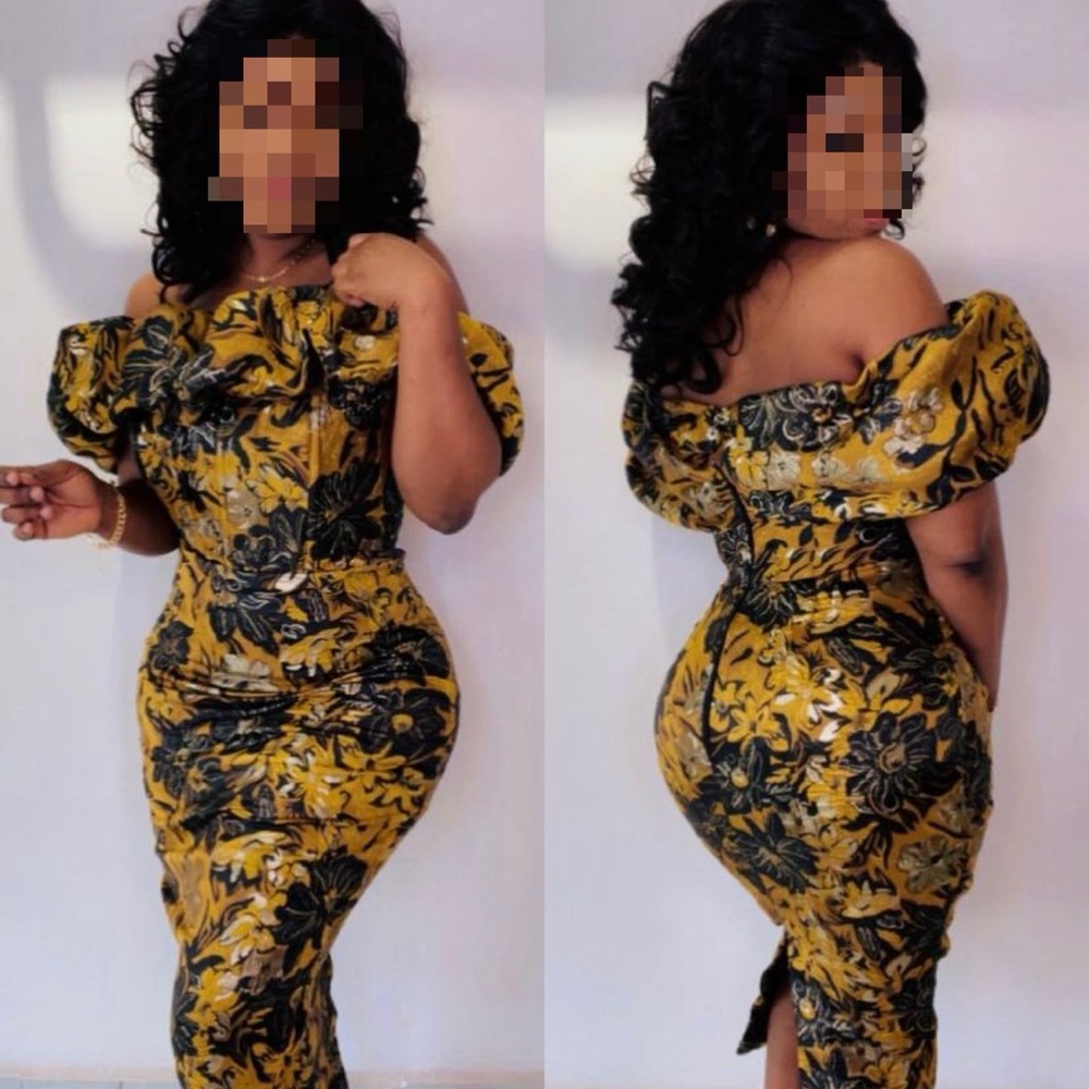Elegant Floral Off-Shoulder Dress - Picture 2 of 2